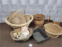 Baskets and plush toys
