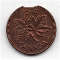 1976 Canada Clipped Planchet Error Cent