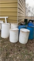 6 Plastic Barrels Assorted Sizes