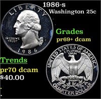 Proof 1986-s Washington Quarter 25c Grades GEM++ P