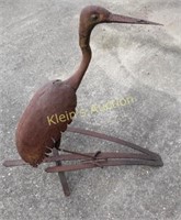 vtg metal heron shore bird sculpture