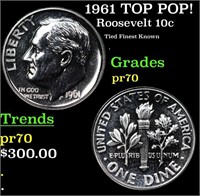 Proof 1961 Roosevelt Dime TOP POP! 10c Graded pr70