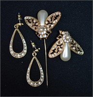 Vintage Earrings (Posts) & Bee Hat Pins