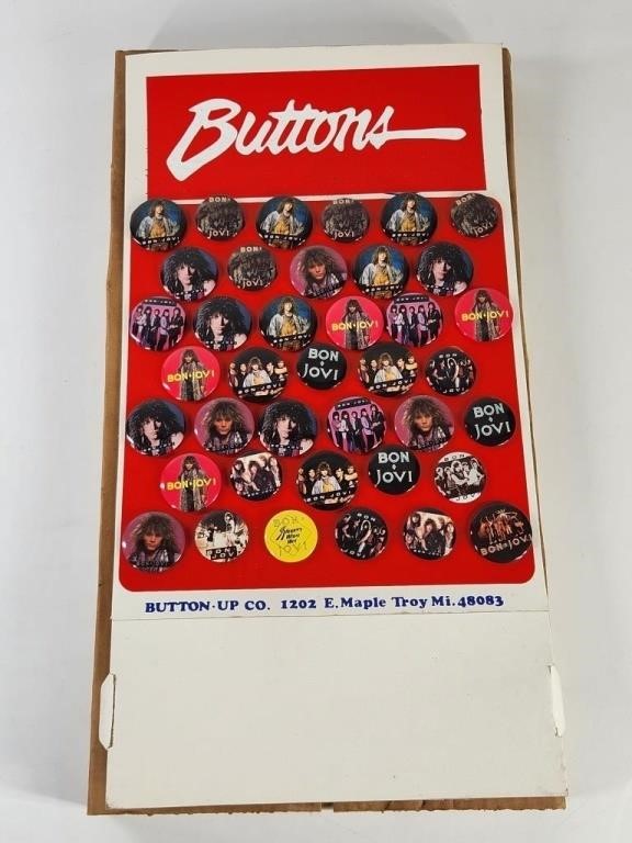 VINTAGE BON JOVI BUTTON STORE DISPLAY NIB