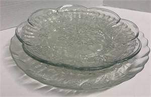 4 Clear Glass Serving Plates