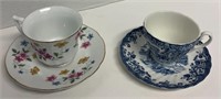 (2) Teacups and Saucers  One Made in China