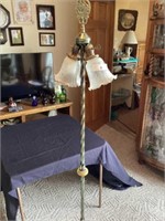Vintage onyx twisted brass floor lamp 66” tall