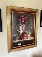 Brass frame floral picture 24” X 30”