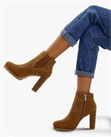Mysoft womens suede ankle boots side zip Sz 10m