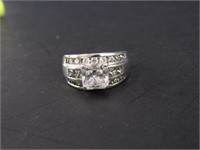 Sterling Silver & CZ Ring, Size 10