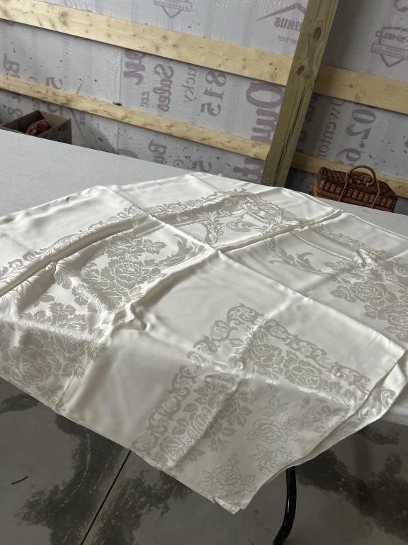 Antique table cloth cream 60”x74” (75+ years old)