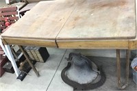 Wood Table, Metal Legs 50x35x29, Lots Of Wear