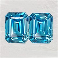 Natural Cambodian Blue Zircon Pair {Flawless-VVS1}