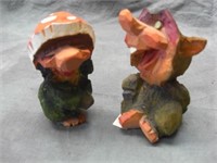 Whimsical Hand Carved Wood Gnomes - Norway