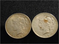 (2) Silver Peace Dollars, 1922-D, 1922