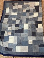 Quilt 54” x 75”.  Soft Denim with a blue color