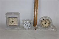 3 Crystal Clocks-Godinger & Fifth Avenue