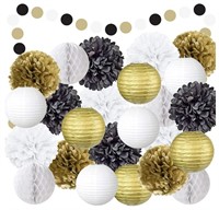 22pc Black, White, and Gold Decorative Party