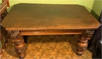 Antique Carved Mahogany Library Table
