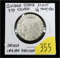 Indian Head 1/4 Troy oz. .999 silver Golden