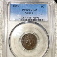 1873 Indian Head Penny PCGS - XF45 OPEN 3