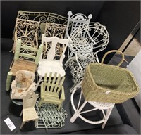 Decorative Basket, Doll Chairs, Wicker Stool.