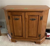 Maple hall table/storage cabinet-contents not
