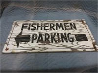 Double Sided Wooden " Fisherman Parking " sign
