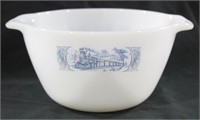 Currier & Ives Train Milk Glass Mixing Bowl