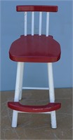 Vintage Wood High Chair 38"T 30"To Seat Red White