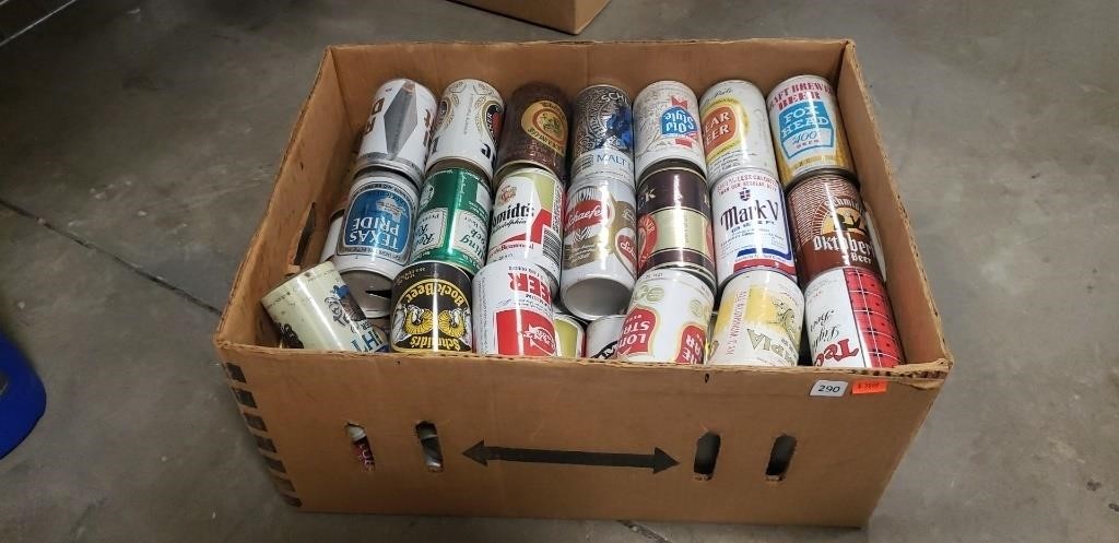 (1) Box Lot Of Assorted Collector Beer Cans