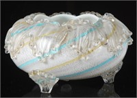 VICTORIAN SWIRL ART GLASS FOOTED ROSE BOWL