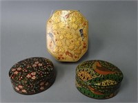 Lot of 3 Hand Painted Kashmiri Laquered Boxes