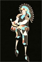 Zuni Inlaid Gon Dancer Bolo Tie