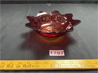 Vintage Fenton Red Amberina Lotus Bowl