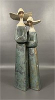 Lladro Matte Glazed Pair Of Nuns Figurine