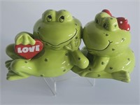 VTG CERAMIC DOUBLE PIGGYBANKS-HI AND HERS FROGS
