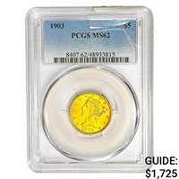 1903 $5 Gold Half Eagle PCGS MS62
