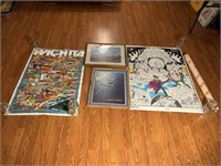 Lot of Misc Posters/Framed Prints- Wichita, Planes