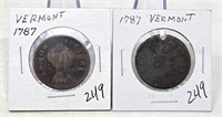 (2) 1787 Vemont Cents