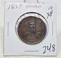 1847 Hawaii Cent XF