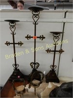 GROUP OF 3 WROUGHT IRON CANDLE HOLDERS