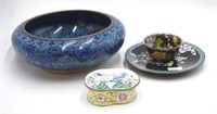 Three Chinese cloisonne table wares