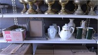 Miscellaneous Shelf with Teapots, Cups and Vases