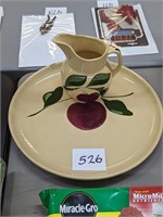 Pottery Pitcher and Platter - Chips