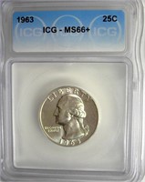 1963 Quarter ICG MS66+ LISTS $125