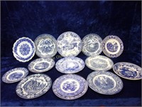 14 Pcs Blue and White Porcelain Plates