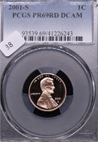 2001 S PCGS PF69DC LINCOLN CENT