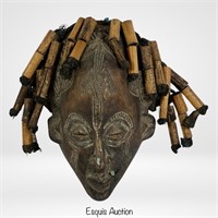 African Chokwe Chikunga Congo Wood Carved Mask
