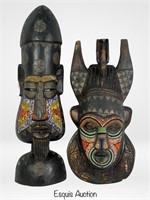 African Bakota Multicolor Wood Carved Masks